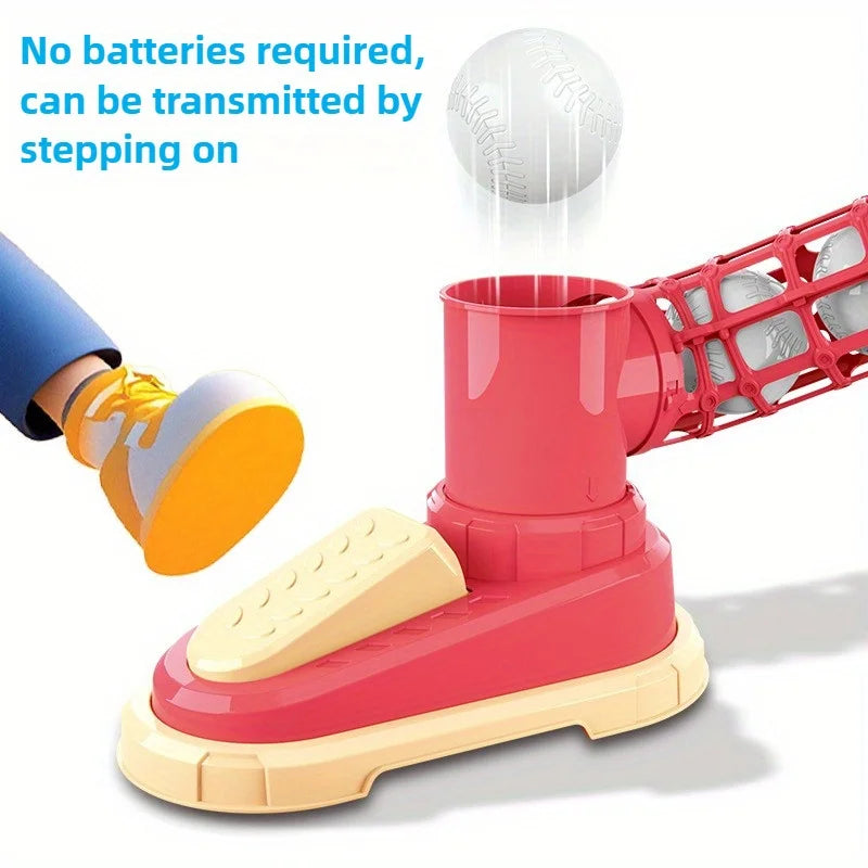 Kids Foot-Operated Automatic Baseball Launcher Toy Boys- Parent-Child Interactive Sports Toy - Indoor/Outdoor Family Fun Games