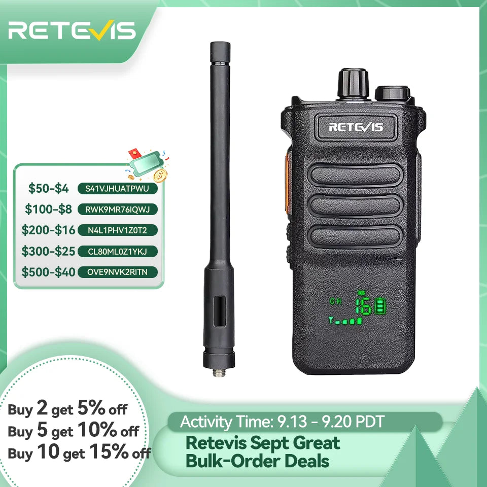 Retevis RT86 Walkie Talkie Professional Two Way Radio Long Range Type-C Communication Radio for Outdoor Business Farm