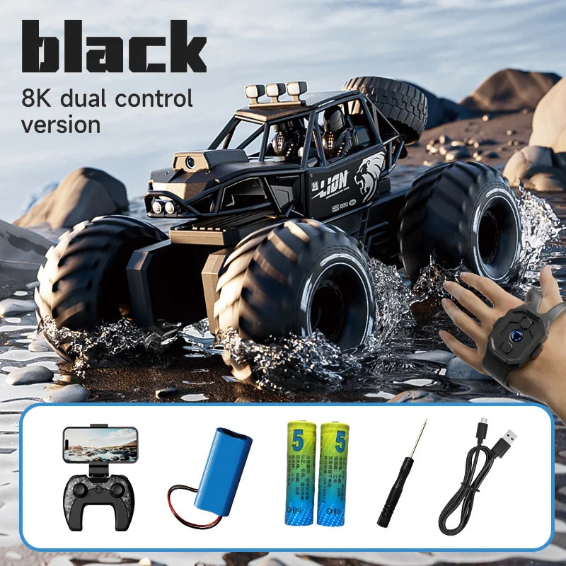 Amphibious 4WD RC Crawler 50Min Run Time IPX7 Waterproof APP and Gesture Control Off Road Drift HD Camera For All Terrain Advent