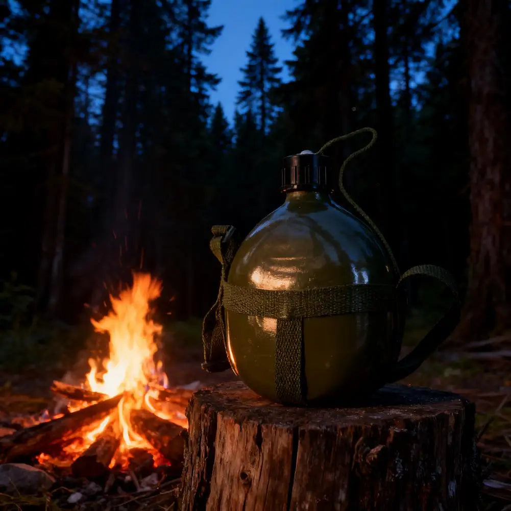 1PC Outdoor Military Canteen Bottle Large Capacity Survival Water Bottle Canteen Kettle For Outdoor Camping Travel Hiking Fish