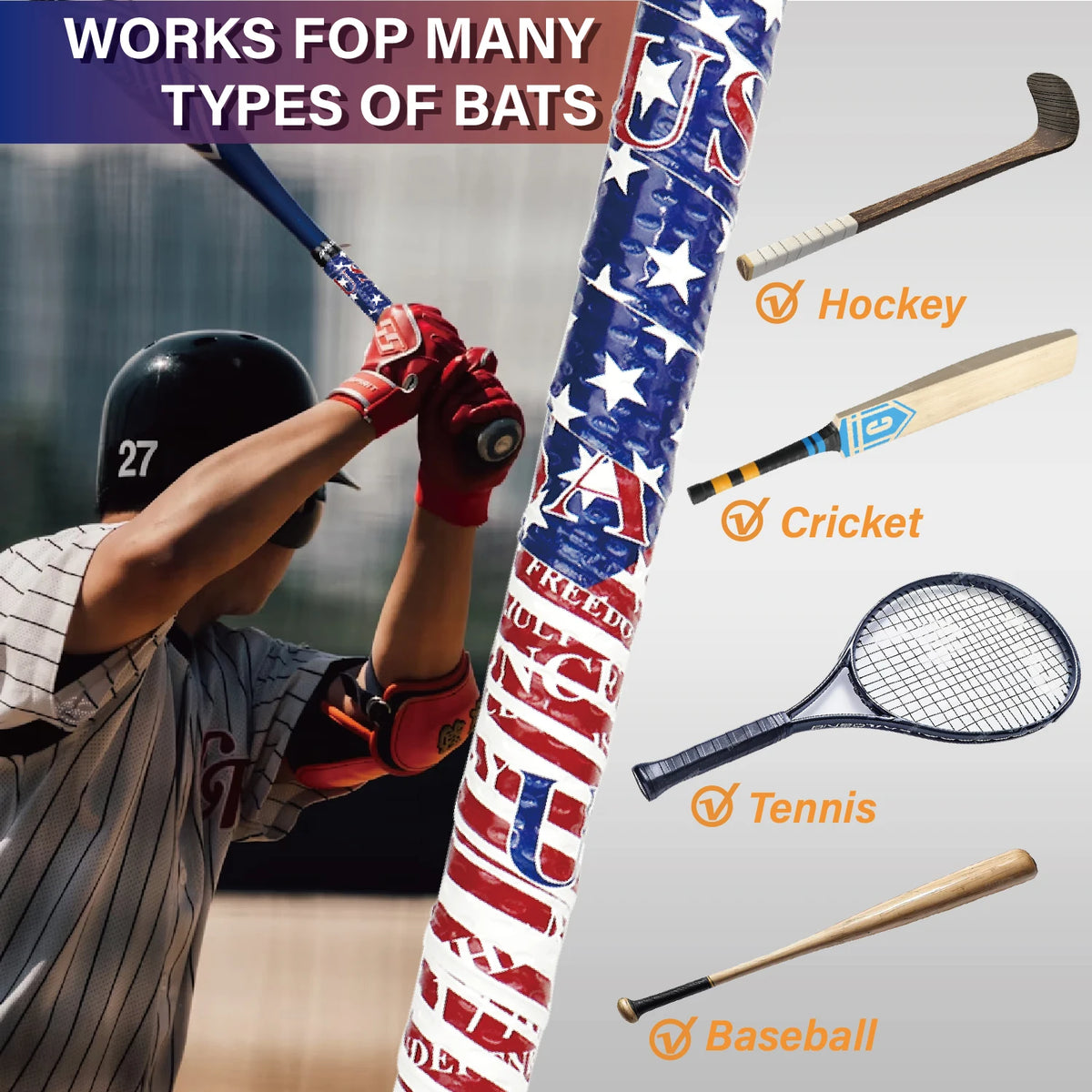 AMASPORT 5/10/20pcs Bat Grip Tapes Baseball Anti-slip Sweatband for Softball Baseball Sports Accessories