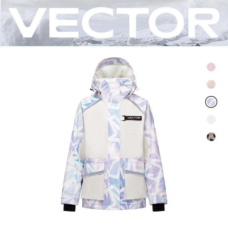 VECTOR Brand Men Women Ski Jacket Winter Warm Windproof Waterproof Ski Suit Outdoor Sports Snowboard Coat Splicing Double Plate