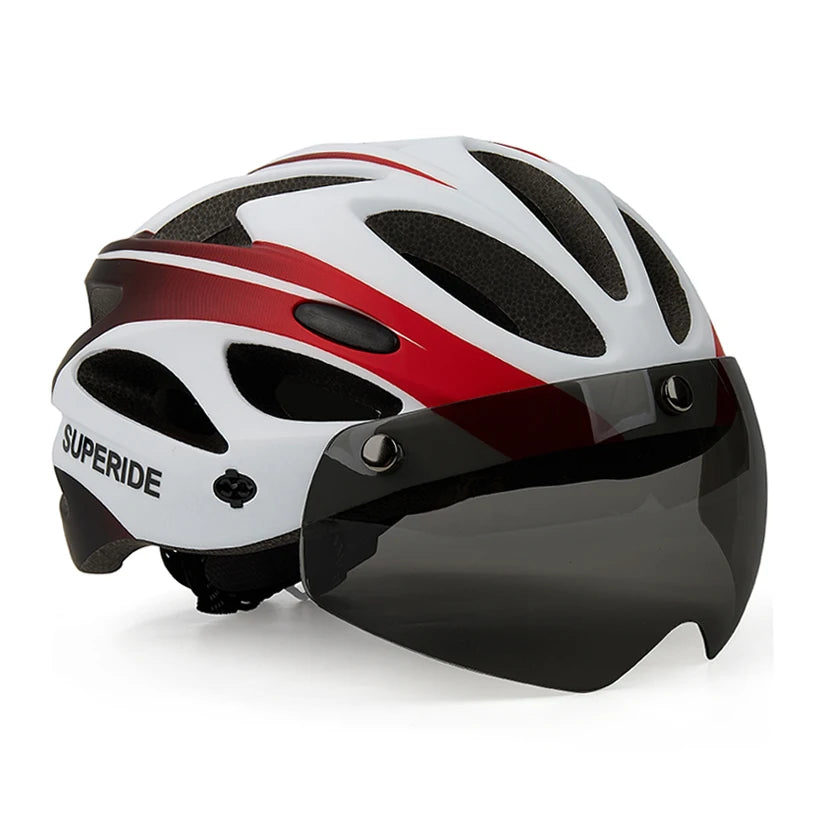SUPERIDE Rechargeable Road Bike Helmet Men Women Cycling Helmet with Visor & Rearlight Sports MTB Bicycle Helmet with Goggles