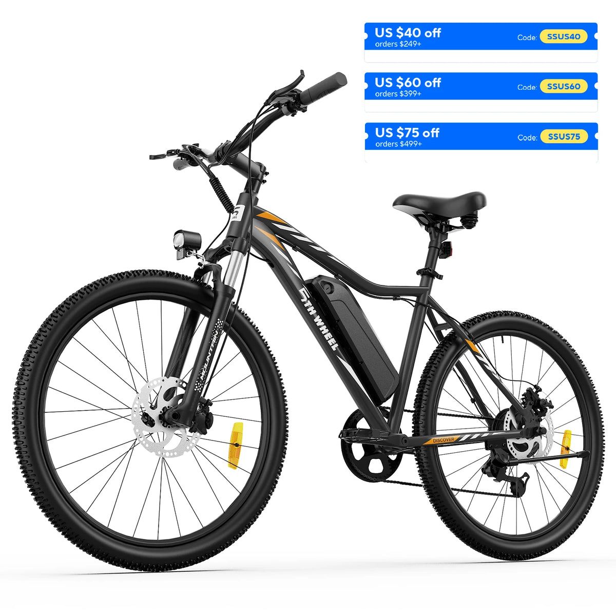 5TH WHEEL AB17 Electric Bike, 700W Peak Motor, 23Mph Max Speed, Color LCD Display, Front Suspension