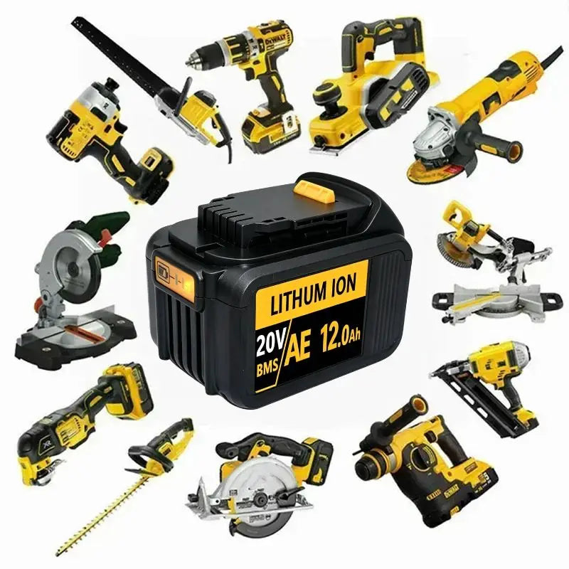 20V For DeWalt 12Ah/9Ah/8Ah/6Ah/3Ah Li-lon Battery Replacement DCB\DCD\DCF\DCG series Power Tools+charger+electric drill