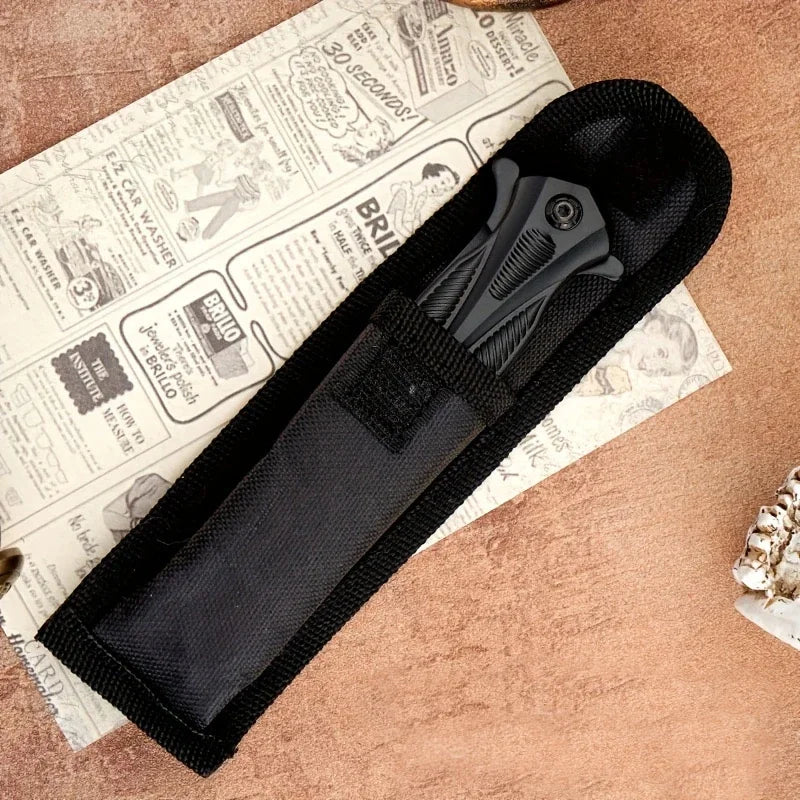 High Carbon Folding Knife With A Clip Point Blade And Textured ABS Handle For Outdoor, Survival And EDC