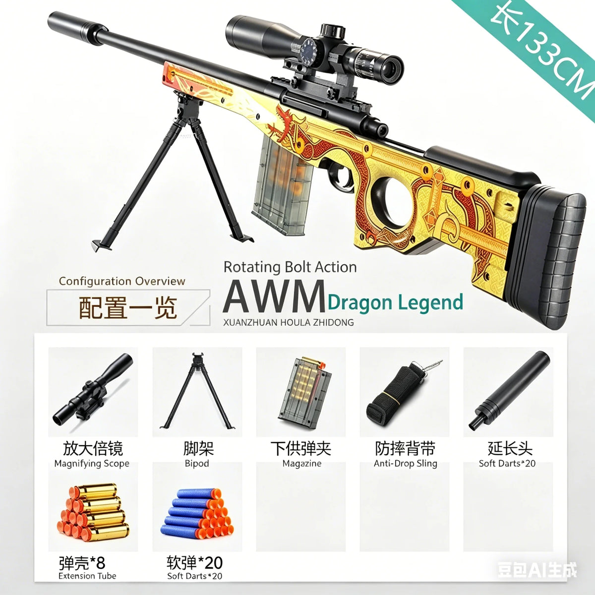 AWM Throwing Soft Bullet Gun Simulation Large M24 Manual Soft Bullet Toy Gun 98k Sniper Rifle Outdoor Toy Gun
