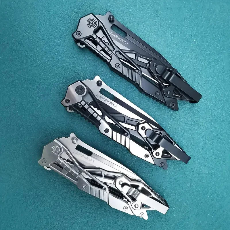 1pc Multifunctional Mechanical Knife Wilderness Survival Knife Outdoor Camping Tool Full Stainless Steel Folding Knife