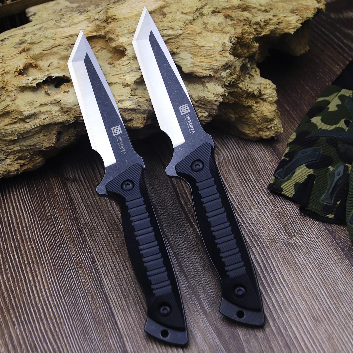 WPKOPYA (USA) 440c full Tang knife, hunting straight knife +K sheath, outdoor tool knife, camping survival knife