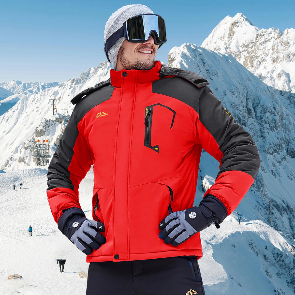 TACVASEN Men's Waterproof Fleece Lined Winter Jacket Windproof Multi-Pockets Warm Outdoor Coat Thermal Parka Raincoat with Hood