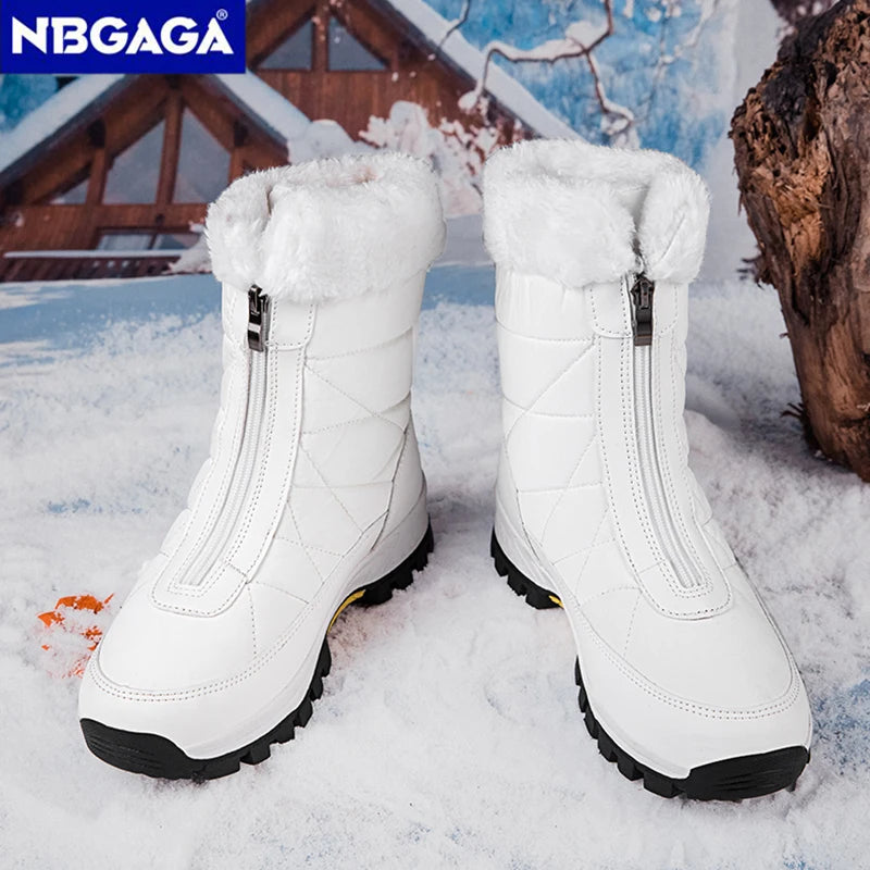 Women's Winter Snow Boots Non-Slip Warm High-Top Cotton Boots Wear-Resistant Comfortable Outdoor Fleece-Lined Walking Boots