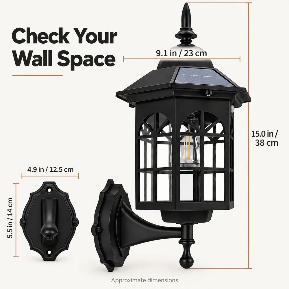 2 Pack Outdoor Solar Wall Lantern Lights With 1 USB LED Light Strip Decorative Wall Sconces Set For Front Porch Entryway Patio And Garden