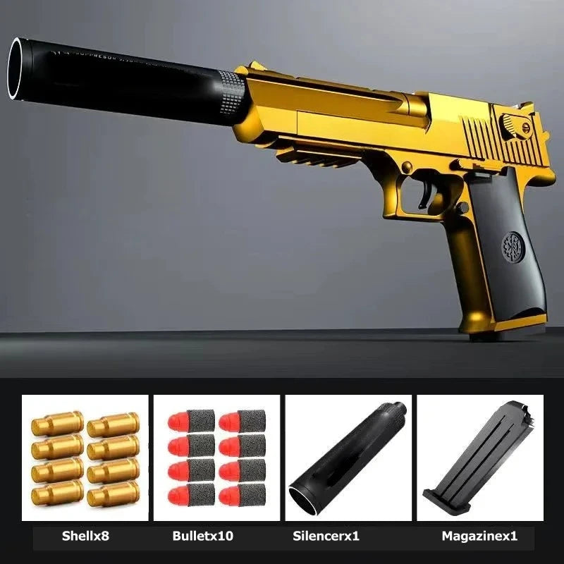 ZZ Powerful Desert Eagle Toy Gun Shell Airsoft Pistol Soft Foam Bullet Outdoor CS Paintball for Shooting Game Birthday Gift