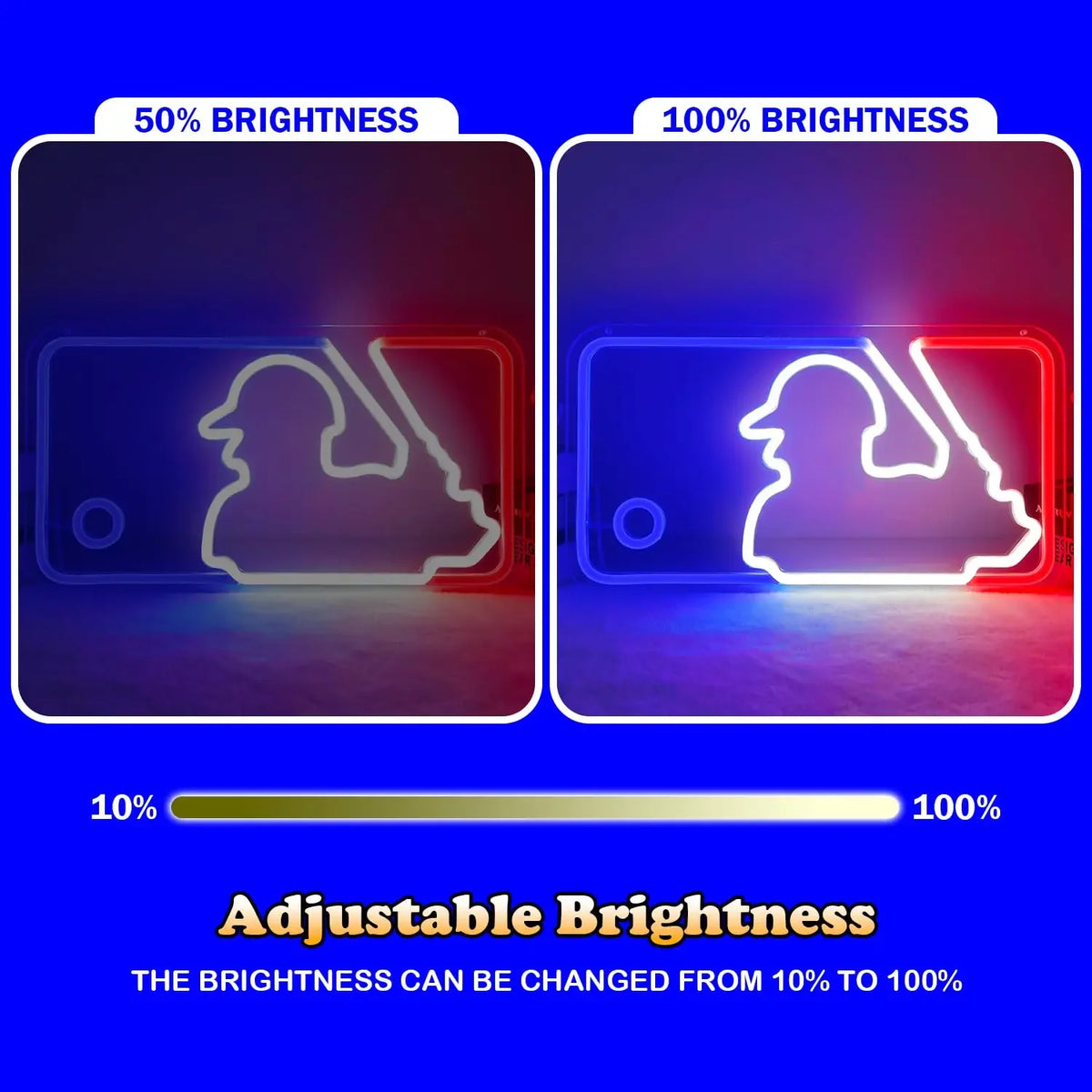 Dimmable Baseball Neon Lights for Wall. Ideal for Boys' Rooms, Sport Clubs, Bars. A Cool Light - Up Wall Art Decoration.