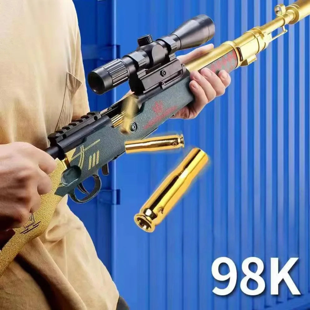 98K Upper Pressure Shell Ejection Soft Bullet Gun Can Fire Sniper Rifle Outdoor Battle Model Toy Manually Loaded