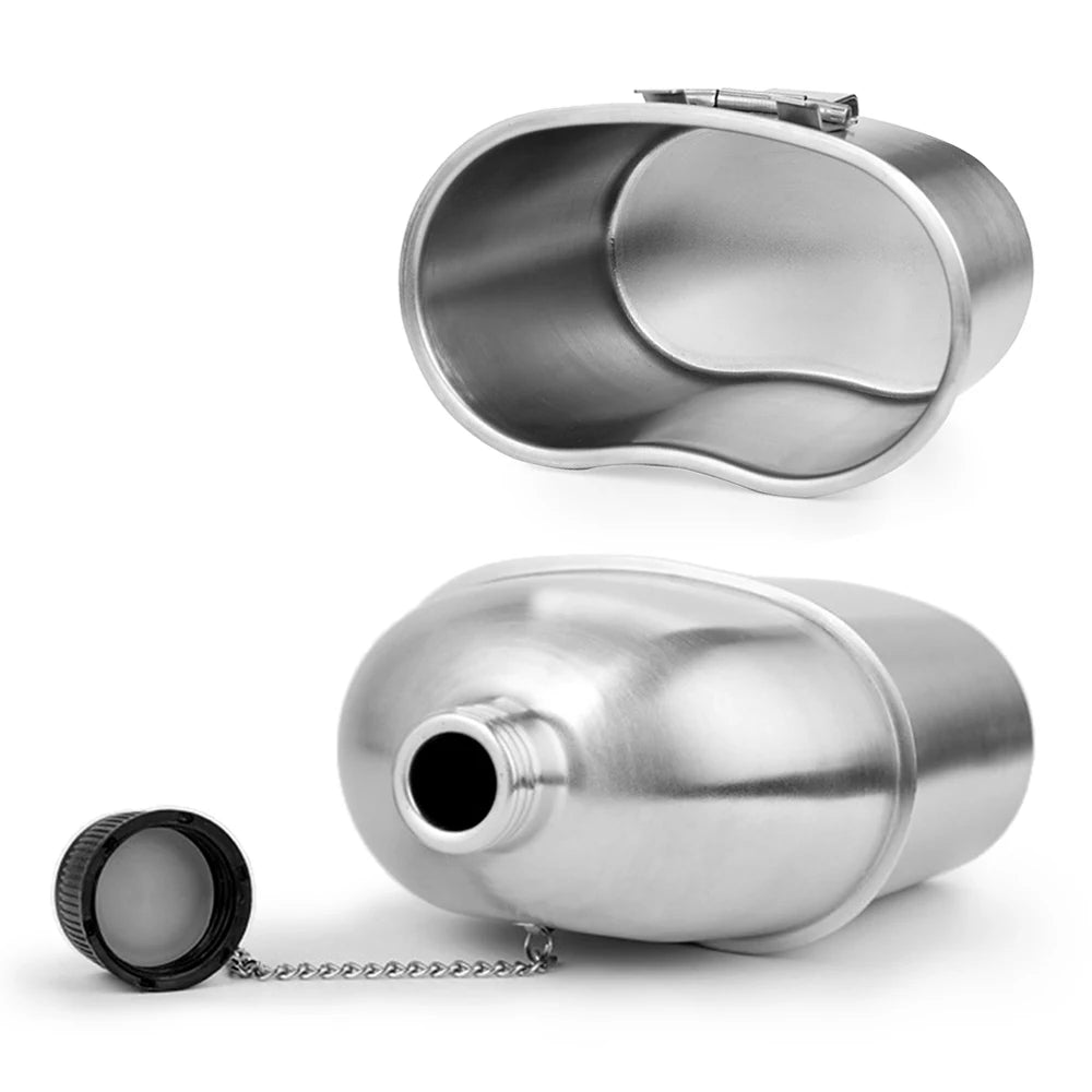 2pcs 1000ml 600ml Stainless Steel Military Canteen Cup Set with Cover Bag for Outdoor Camping Hiking Backpacking Kettle Bottle