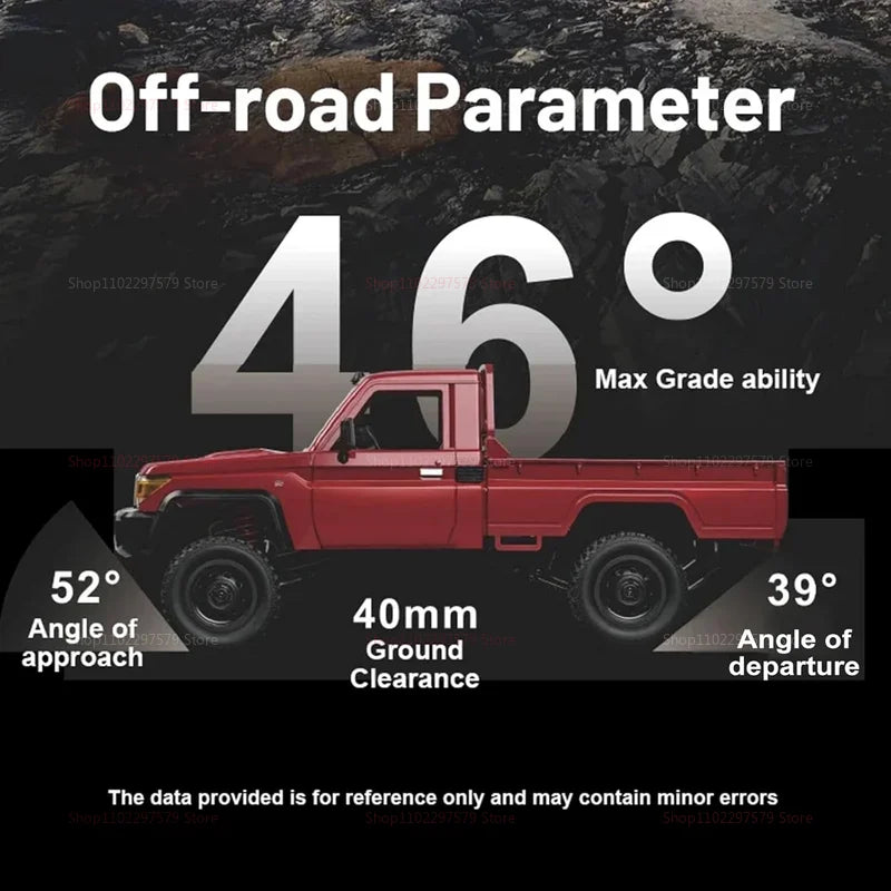 MN82 Upgraded PRO Off-Road 4WD Pickup Truck 1:12 Scale RC Car with Headlights 2.4G Remote Control Toy Gift for Kids Outdoor Play