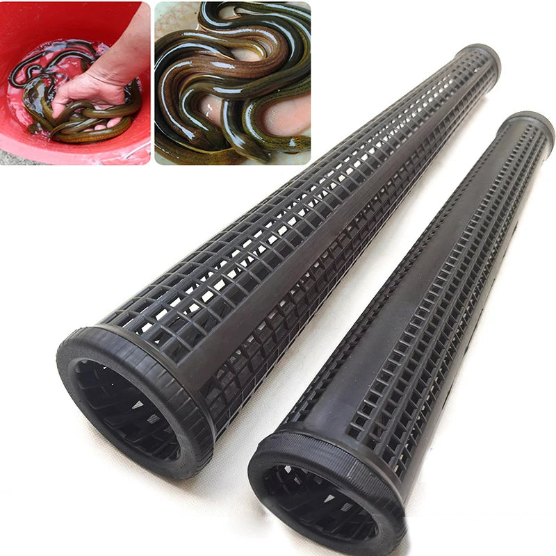 1pcs Black Fish Net Cage Fishnet Finless Eel Loach Trap Fishing Pot Durable Plastic Container Mud Cage
