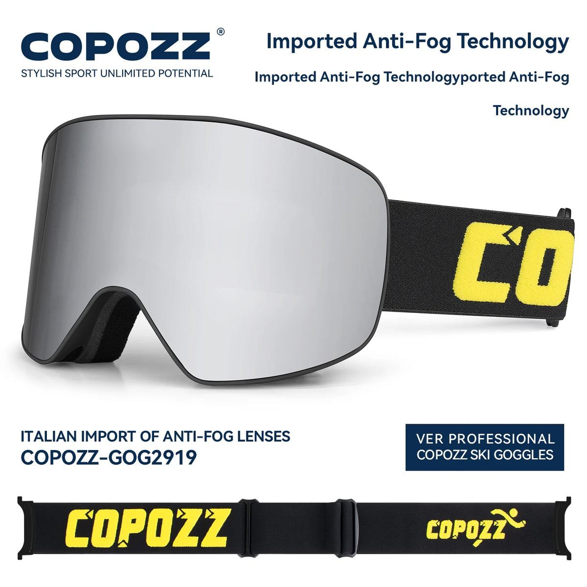 COPOZZ Brand Ski Goggles Men Women Double Layers Big Snowboard Goggles Anti-fog UV400 Skate Skiing Snowboard Goggles