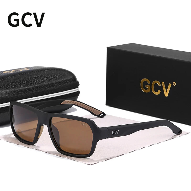 GCV Brand Professional Fishing Driving Cycling   Sports Goggles Polarized Sunglasses Square Rectangle Men Women UNISEX TR90