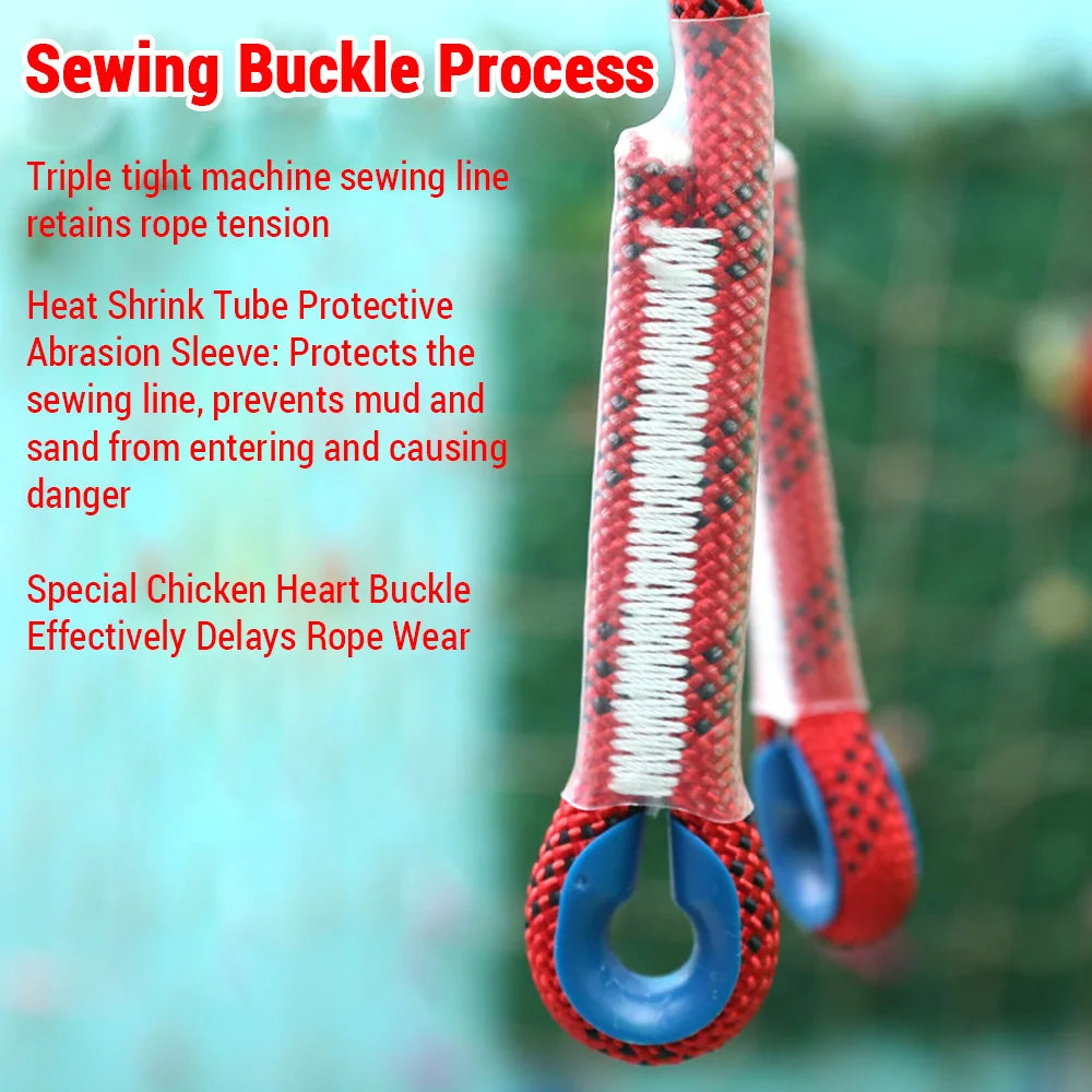 10mm Climbing Rope 10M/20M/30M Double Hook Durable Outdoor Rock High Strength Static Survival Emergency Fire Rescue Safety Rope