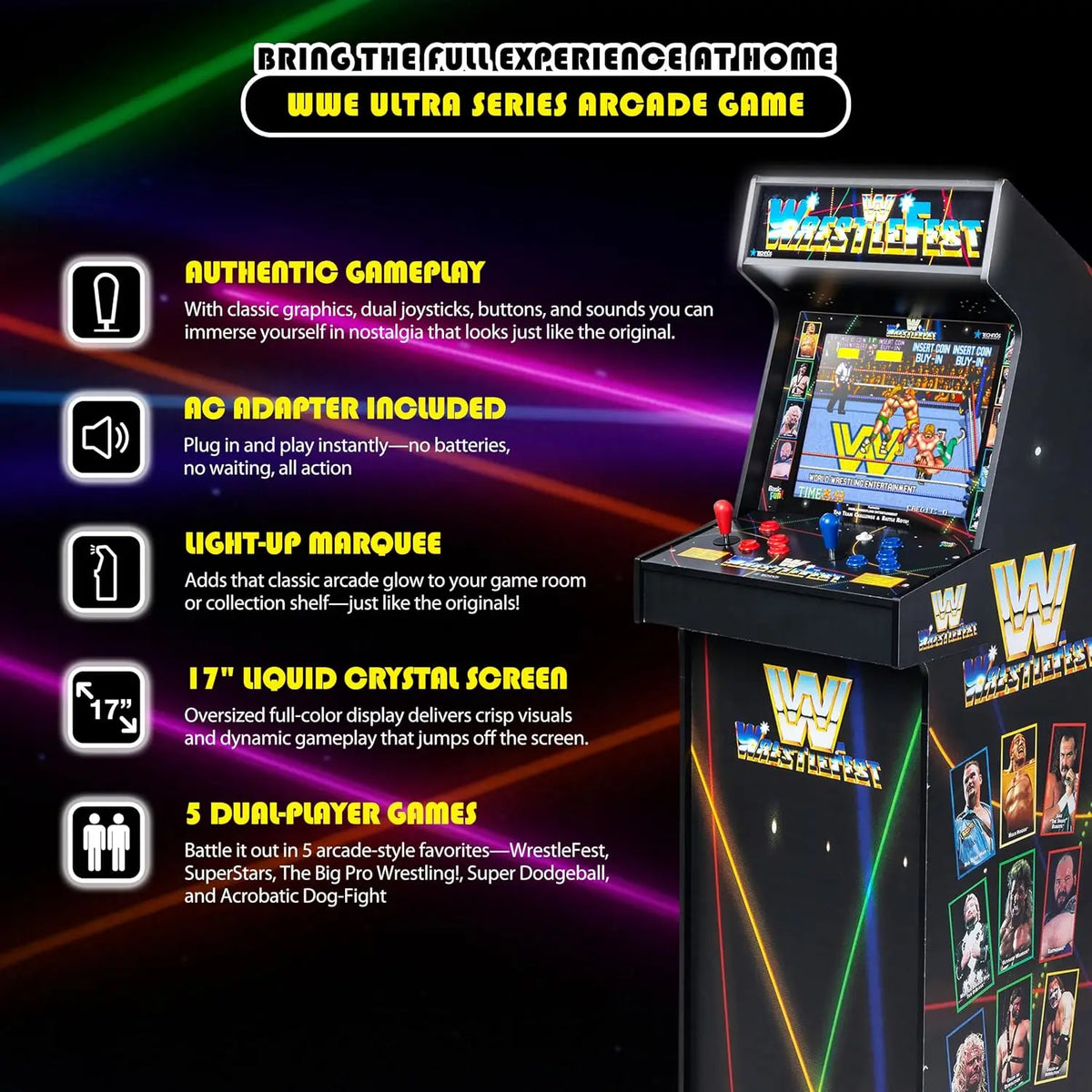 Ultra Series Game Machine with 5 Games for Game Room, Man Cave, and Family Entertainment, Custom