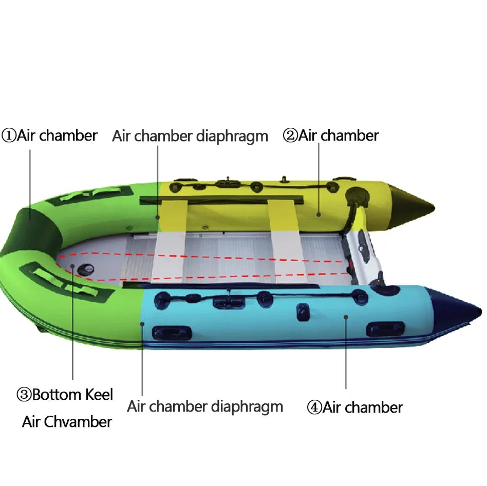 5-6 Person Assault Boats With Aluminum Floor 3.8m PVC  Anti-collision Fishing Inflatable Rowing Boat Speed Raft Accessories