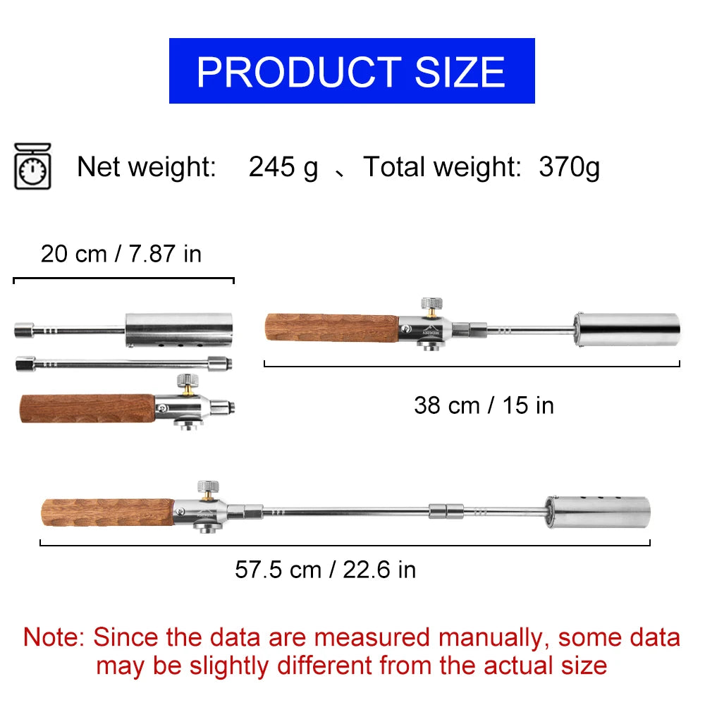Widesea Long Handle Flamethrower Detachable Stainless Steel Portable Camping Torch Easy to Carry for Outdoor Fire Starting BBQ C