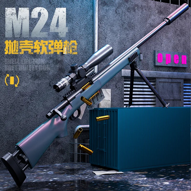 AWM Throwing Soft Bullet Gun Simulation Large M24 Manual Soft Bullet Toy Gun 98k Sniper Rifle Outdoor Toy Gun