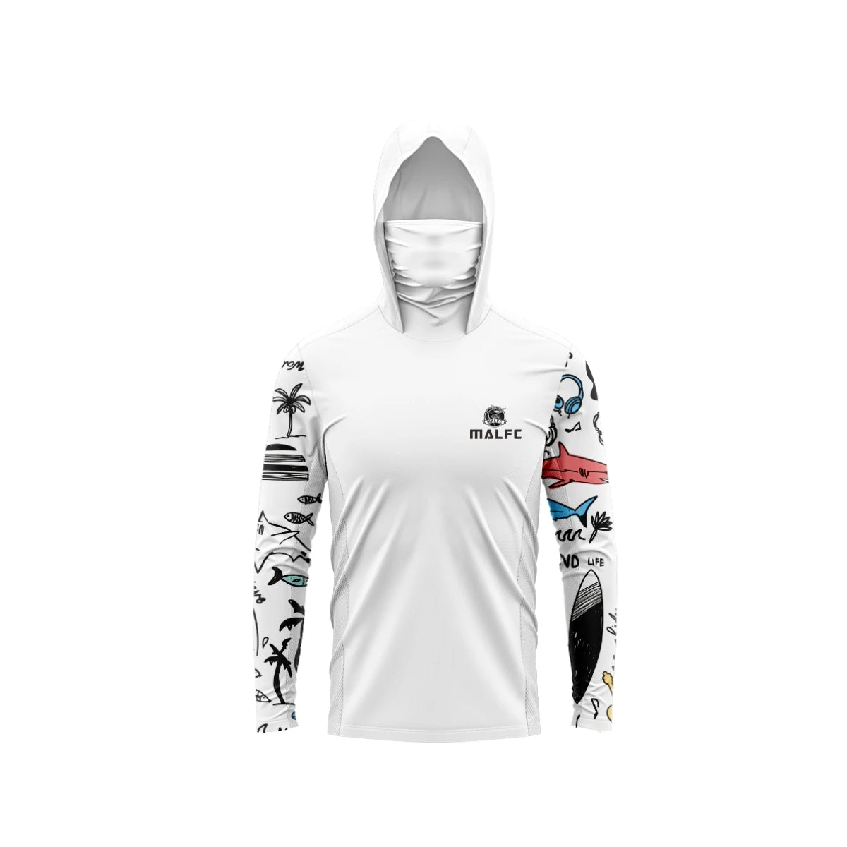 MALFC Men Hood Fishing Shirt long sleeve fishing t shirt uv protection Fishing Apparel