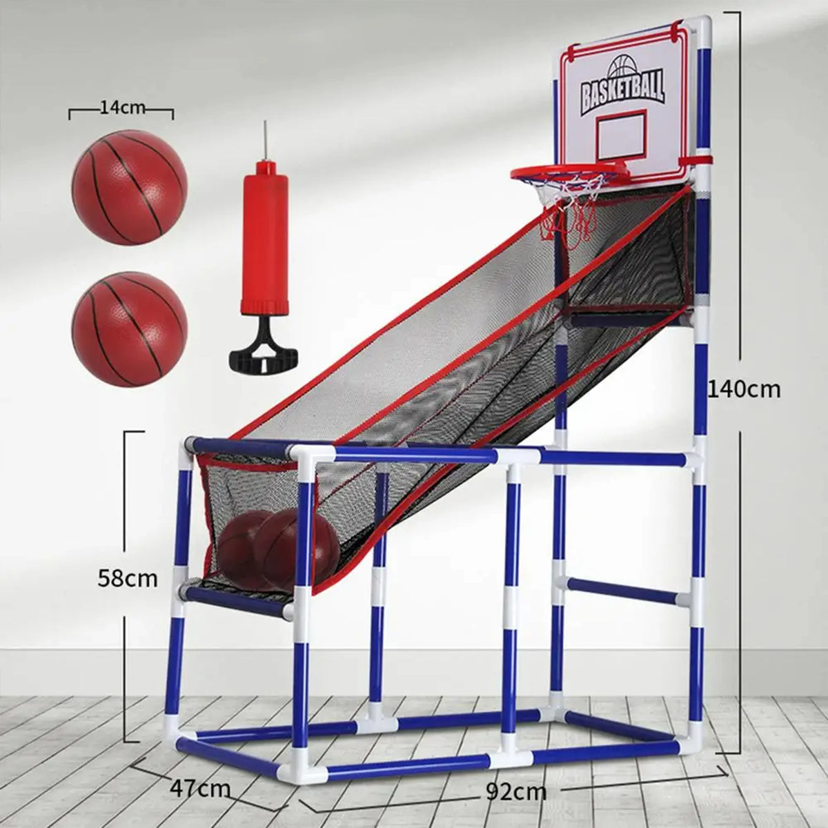 Children’s Large Basketball Shooting Game Machine with 2 Balls Easy Assembly Interactive Indoor Outdoor Sports Toy
