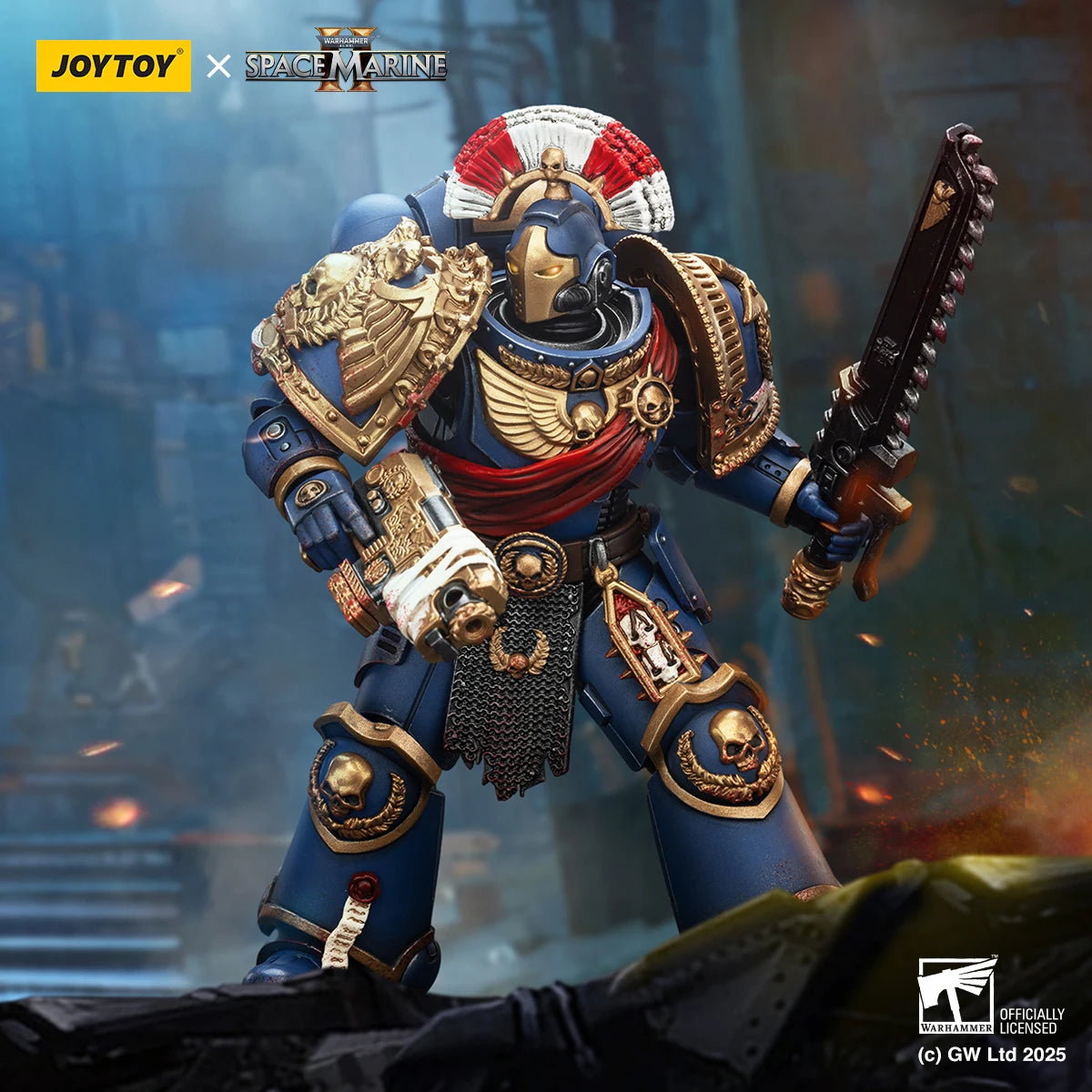 JOYTOY Warhammer 40K 1/18 Action Figures Ultramarines Relic Secundus Armour with Artificer bolt rifle, chainsword