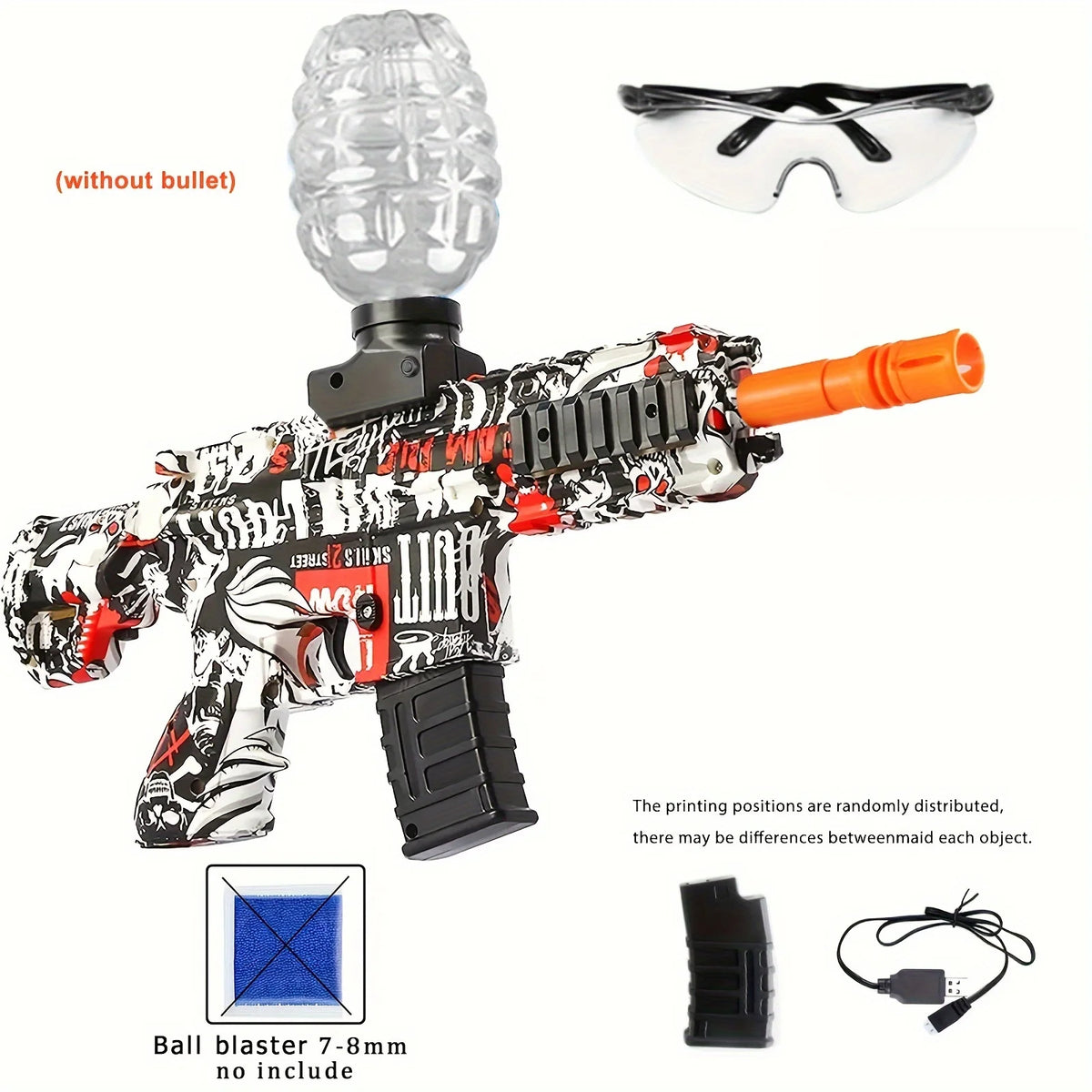 M416 Blaster Toy Gun, Blaster With Glasses, Automatic Summer Outdoor Toys For Activities Team Game(without water beads）