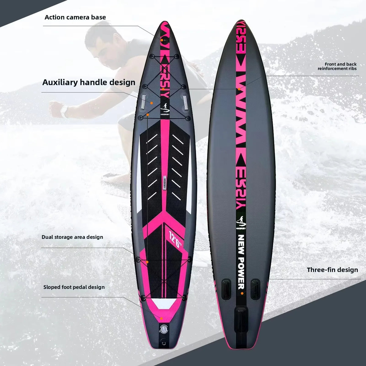 Ultra-Rigid Eco Friendly Portable Inflatable Stand Up Paddle Board 3 Fins Outdoor Water Sports