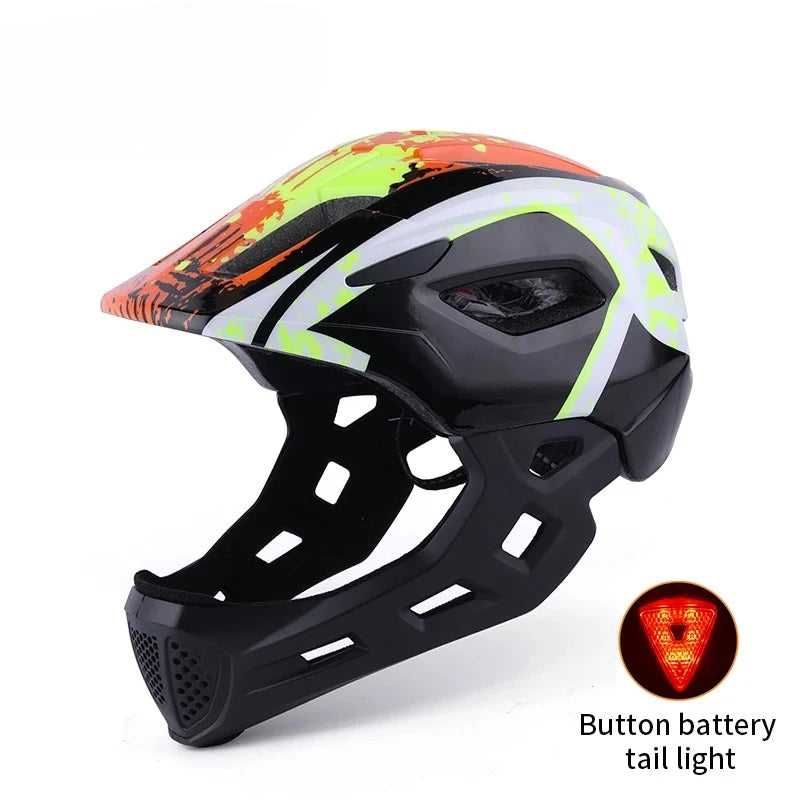 Eastinear Children's Bicycle Helmet LED Lightweight Adjustable Skateboard Roller Skating Full Face Detachable Riding Helmet
