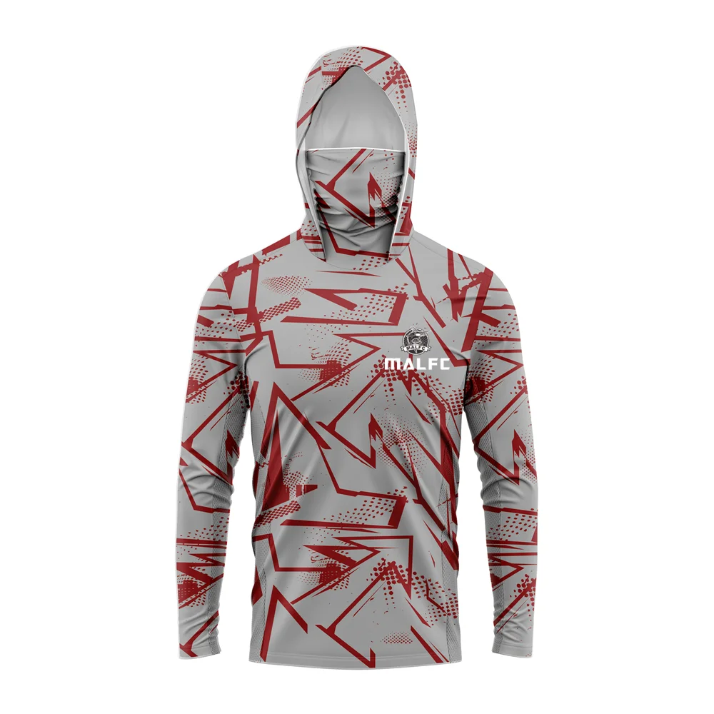 MALFC Men Hood Fishing Shirt long sleeve fishing t shirt uv protection Fishing Apparel