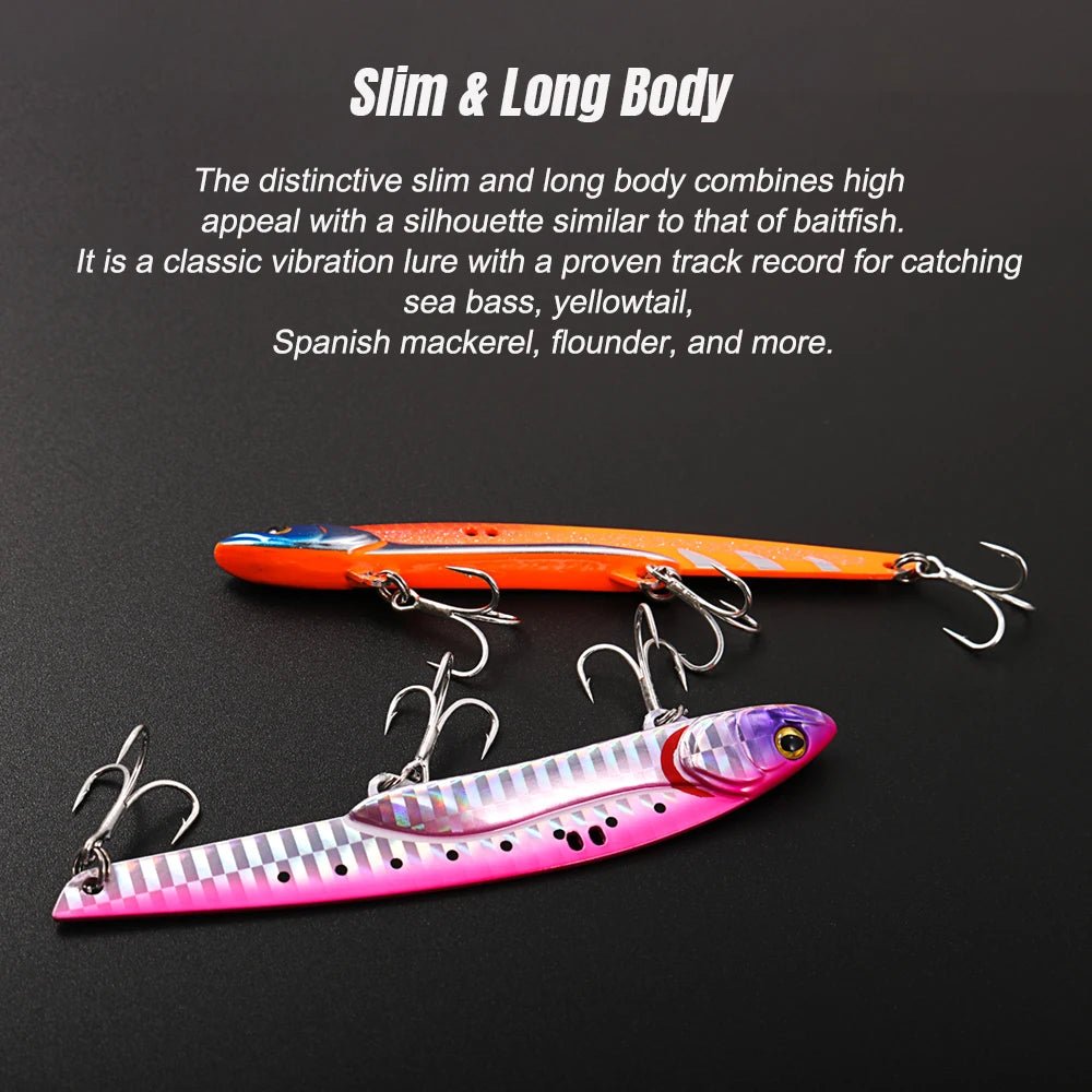 JIGGING PRO  Metal VIB Fishing Lure 107mm 36g Long Cast Three Hooks Spinner Spoon Sea Fishing Hard Baits For Bass Metal Jigging