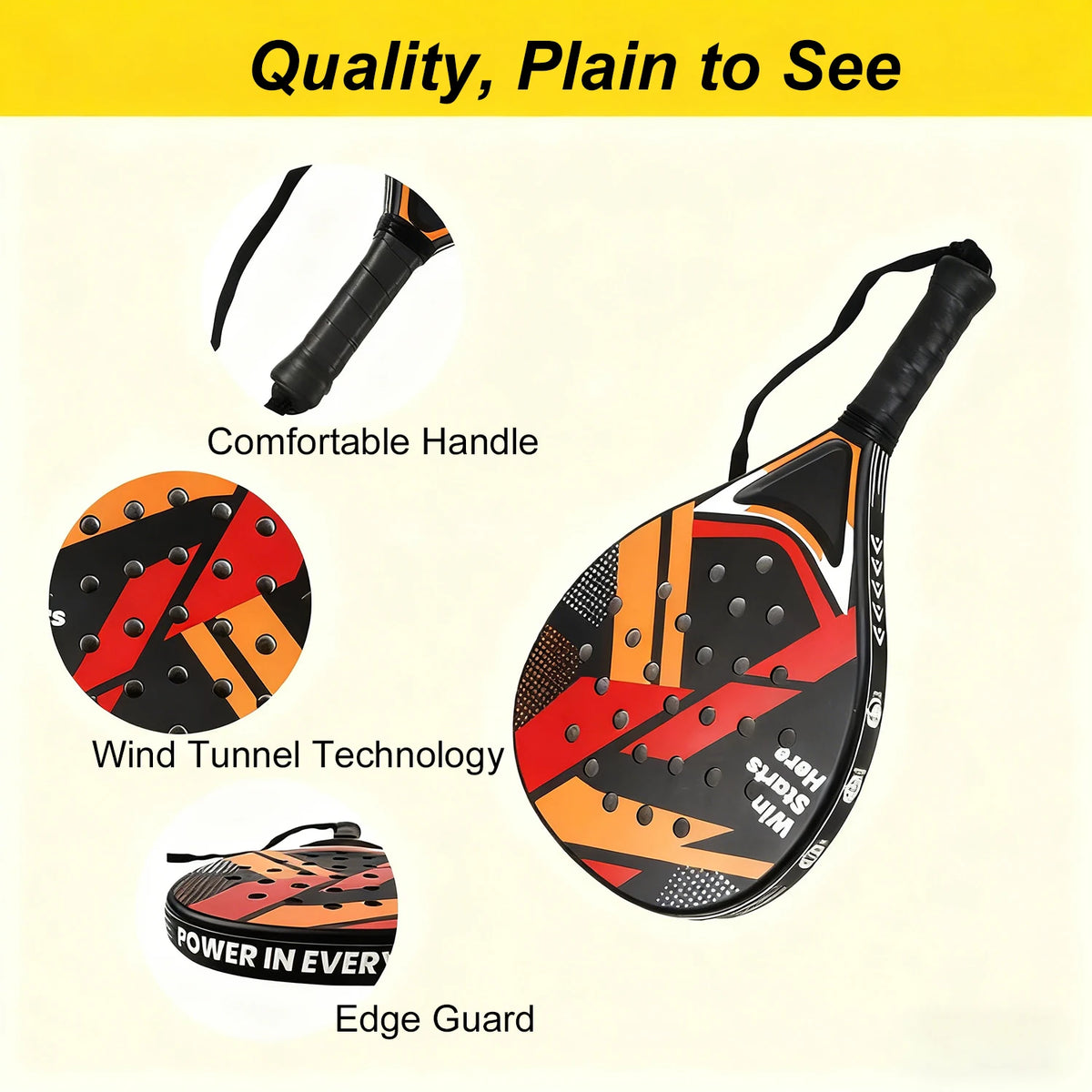Budget-Friendly Padel Tennis Racket for Beginners Intermediates Durable Anti-Vibration Handle Plastic Grip