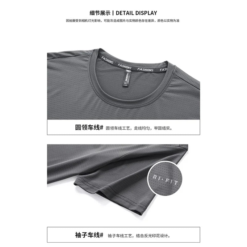 Summer Men's T-Shirt Short Sleeved Elastic Bundle Dry Sports T-Shirt Essential For Gym Short Sleeved Jogging Clothes Comfortable