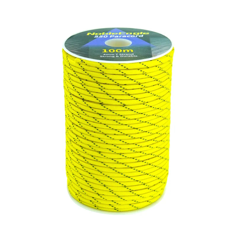 Reflective Paracord Rope Military 7 Strand 4mm 550 Tactical Parachute Cord Camping Tent Lanyard DIY Bracelet Outdoor Survival Ke