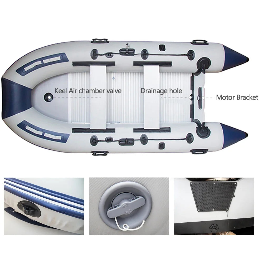 5-6 Person Assault Boats With Aluminum Floor 3.8m PVC  Anti-collision Fishing Inflatable Rowing Boat Speed Raft Accessories