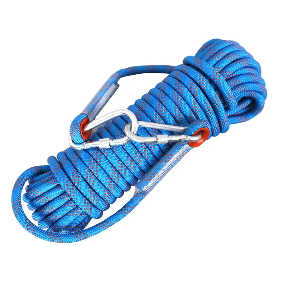 10mm Climbing Rope 10M/20M/30M Double Hook Durable Outdoor Rock High Strength Static Survival Emergency Fire Rescue Safety Rope