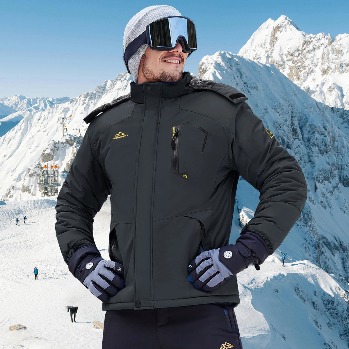 TACVASEN Men's Waterproof Fleece Lined Winter Jacket Windproof Multi-Pockets Warm Outdoor Coat Thermal Parka Raincoat with Hood