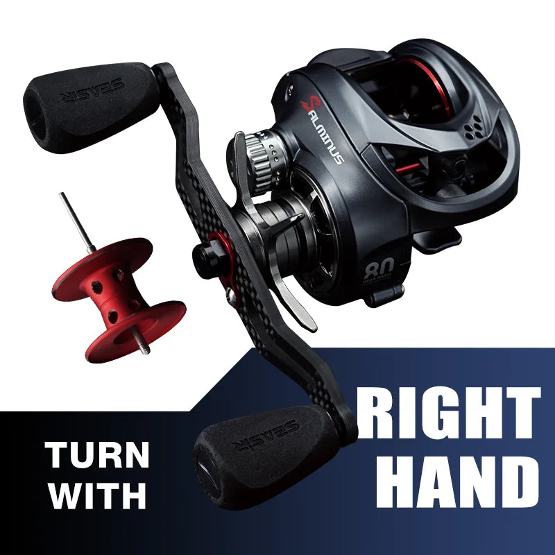 Seasir Salminus Baitcasting Reel Metal Aluminum Frame Two Spools 8.0:1 11+1BB Drag 12KG Fishing Reel