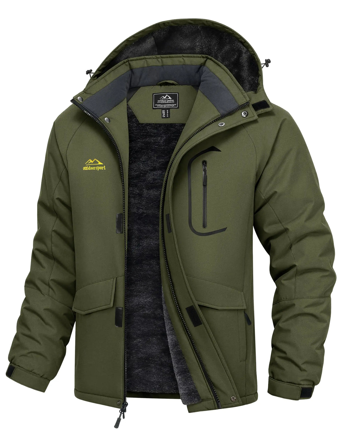 TACVASEN Men's Winter Ski Parka Snow Coat Fleece Lined Waterproof Warm Outdoor Fishing Jacket Windproof Hooded Daily Raincoat