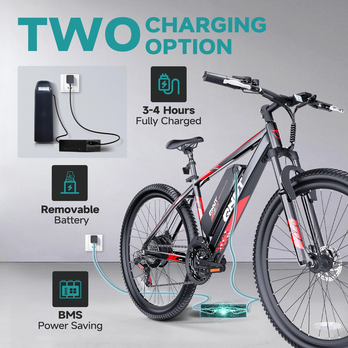 QNUT Victor3.0 Mountain Electric Bicycle 1000W Peak Motor 36V 10.4AH Electric Bike 26' Tire All-Terrain Ebike Urban Off-Road Commuter Adult E-Bike