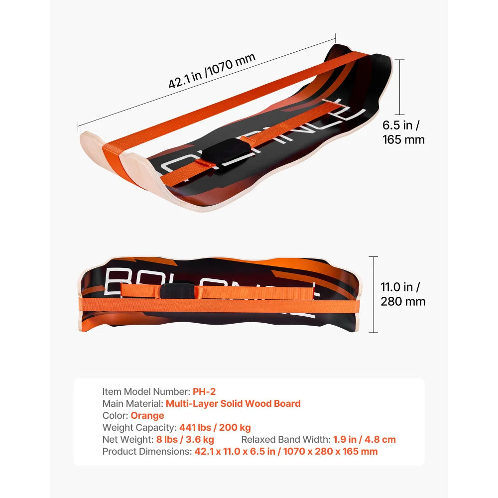 Ye Balance Board - Wobble Board Trainer for Adults, Premium Wooden Curved Balance Training Equipment, Compact & Lightweight for Core Workouts, Standing Desk Exercise, Home Gym, Yoga & More, Orange