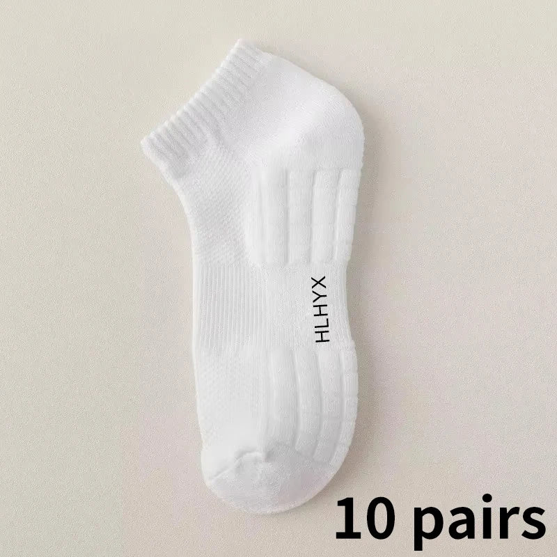 10pairs HLHYX Socks Men's Cotton Deodorant Winter Towel Bottom with Mid-tube White Stockings Thickened Sports Basketball Socks