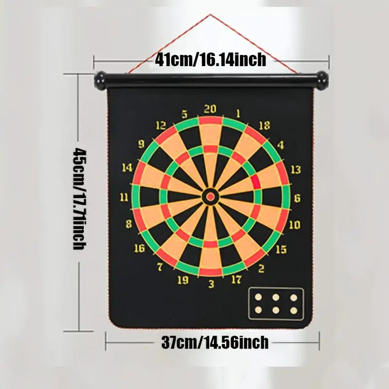 Magnetic Dart Board Set Roll-Up Double-Sided Design with 12 Safe Magnetic Darts for Indoor/Outdoor Games Perfect Christmas Gift