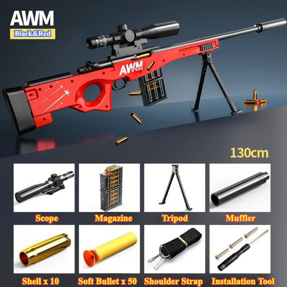 98K Upper Pressure Shell Ejection Soft Bullet Gun Can Fire Sniper Rifle Outdoor Battle Model Toy Manually Loaded